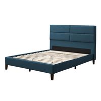 CorLiving - Bellevue Wide Panel Upholstered Bed, Full - Ocean Blue - Angle