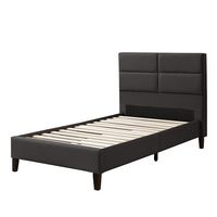 CorLiving - Bellevue Wide Panel Upholstered Bed, Twin - Dark Gray - Angle