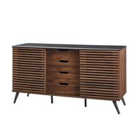 Mid Century Modern Sliding Slat Door TV Stand for Most Flat-Panel TV's up to 65