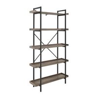 Walker Edison - Urban Pipe 5-Shelf Bookcase - Grey Wash - Angle