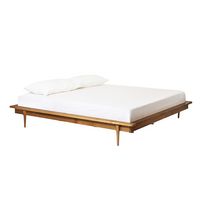 Walker Edison - King Mid Century Solid Wood Platform Bed - Caramel - Angle