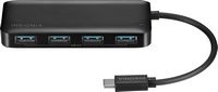 Insignia™ - 4-Port USB Hub with USB-C Connection - Black - Angle