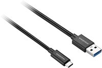 Insignia™ - 3.3’ USB to USB-C 3.2 Gen 2 Superspeed+ 10Gbps Cable - Black - Angle