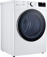 LG - 7.4 Cu. Ft. Stackable Smart Gas Dryer with Built-In Intelligence - White - Angle