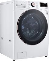 LG - 4.5 Cu. Ft. High-Efficiency Stackable Smart Front Load Washer with Steam and Built-In Intell... - Angle