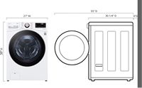 LG - 4.5 Cu. Ft. High-Efficiency Stackable Smart Front Load Washer with Steam and Built-In Intell... - Angle