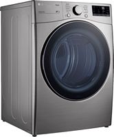 LG - 7.4 Cu. Ft. Stackable Smart Electric Dryer with Built-In Intelligence - Graphite Steel - Angle