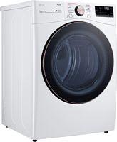 LG - 7.4 Cu. Ft. Stackable Smart Gas Dryer with Steam and Built-In Intelligence - White - Angle