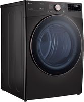 LG - 7.4 Cu. Ft. Stackable Smart Electric Dryer with Steam and Built-In Intelligence - Black Steel - Angle