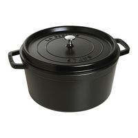 Staub - Cast Iron 13.25-qt Round Cocotte - Black Matte - Angle