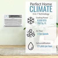 Keystone - 8,000 BTU 115V Through-the-Wall Air Conditioner with Follow Me LCD Remote Control - White - Angle