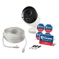 Swann - 4K PoE Add On Bullet Camera, w/Audio Capture & Face Detection - White - Angle