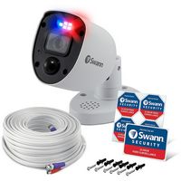 Swann - 4K SwannForce™Add on Bullet Camera w/ Siren & Police Style Flashing Lights - White - Angle