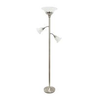 Elegant Designs - 3 Light Floor Lamp with Scalloped Glass Shades - Brushed Nickel - Angle