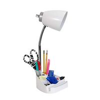 Limelights - Gooseneck Organizer Desk Lamp with iPad Tablet Stand Book Holder and USB port - White - Angle