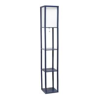 Simple Designs - Floor Lamp Etagere Organizer Storage Shelf with Linen Shade - Navy - Angle