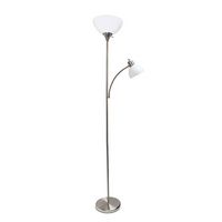 Simple Designs - Floor Lamp with Reading Light - Brushed Nickel - Angle