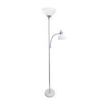 Simple Designs - Floor Lamp with Reading Light - Silver - Angle
