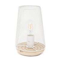 Simple Designs - Wired Mesh Uplight Table Lamp - White - Angle