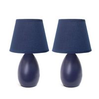 Simple Designs - Mini Egg Oval Ceramic Table Lamp 2 Pack Set - Black - Angle