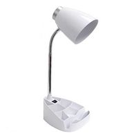Limelights - Gooseneck Organizer Desk Lamp with iPad Tablet Stand Book Holder - White - Angle