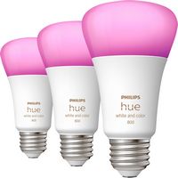 Philips - Hue A19 Bluetooth 60W LED Smart Bulbs (3-Pack) - White and Color Ambiance - Angle