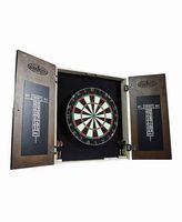 Barrington - Bellevue Wood Dartboard Cabinet With 18” Bristle Dartboard and Steel Tip Dart Set - ... - Angle