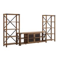 Walker Edison - Modern Farmhouse Wall TV Stand for  TV's up to 80” - Rustic Oak - Angle