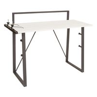 OSP Home Furnishings - Tinker Desk with Accessory Bar - Light Grey - Angle