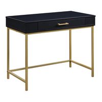 OSP Home Furnishings - Modern Life Desk in Finish With Gold Metal Legs - Black - Angle