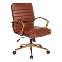 OSP Home Furnishings - Mid-Back Faux Leather Chair with Gold Finish in Faux Leather - Saddle - Angle