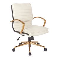 OSP Home Furnishings - Mid-Back Faux Leather Chair with Gold Finish in Faux Leather - Cream - Angle