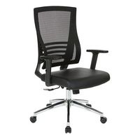 Office Star Products - Frame Chair with Chrome Base with Black Bonded Leather Seat - Black - Angle