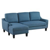 OSP Home Furnishings - Lester Sofa with Chaise and Twin Sleeper in fabric with Black legs - Blue - Angle