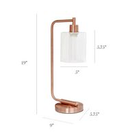 Simple Designs - Bronson Antique Style Industrial Iron Lantern Desk Lamp with Glass Shade - Rose ... - Angle