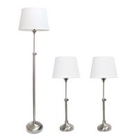 Elegant Designs - Adjustable 3 Pack Lamp Set (2 Table Lamps, 1 Floor Lamp) - Brushed Nickel - Angle