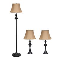 Elegant Designs - Traditionally Crafted 3 Pack Lamp Set (2 Table Lamps, 1 Floor Lamp) with Tan Sh... - Angle