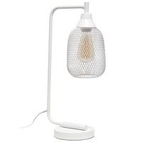 Lalia Home - Industrial Mesh Desk Lamp - White - Angle