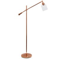 Lalia Home - Swing Arm Floor Lamp with Clear Glass Cylindrical Shade - Rose Gold - Angle