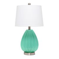 Lalia Home - Pleated Table Lamp with Fabric Shade - White - Angle