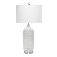 Lalia Home - Argyle Classic Table Lamp with Fabric Shade - White - Angle