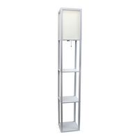 Simple Designs - Floor Lamp Etagere Organizer Storage Shelf with Linen Shade - Silver/White - Angle