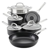 KitchenAid - Hard-Anodized Induction Nonstick Cookware Set, 11-Piece - Matte Black - Angle