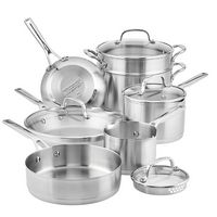 KitchenAid - 3-Ply Base Stainless Steel Cookware Set, 11-Piece - Brushed Stainless Steel - Angle