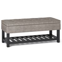 Simpli Home - Cosmopolitan 44 inch Wide Traditional Rectangle Storage Ottoman Bench with Open Bot... - Angle