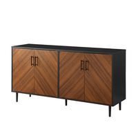 58” Mid Century Modern Faux Bookmatch Buffet - Angle