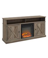 Walker Edison - Farmhouse Tall Barndoor Soundbar Storage Fireplace TV Stand for Most TVs up to 65... - Angle