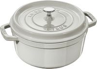Staub - Cast Iron 5.5-qt Round Cocotte - White Truffle - Angle