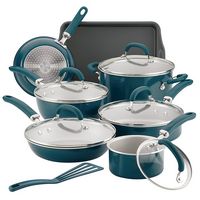 Rachael Ray - Create Delicious 13-Piece Cookware Set - Teal Shimmer - Angle