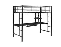 Walker Edison - Premium Metal Full Size Loft Bed with Wood Workstation - Black - Angle